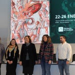 Ángeles Armisén y Miriam Andrés presentan la oferta turística de Palencia en Fitur junto a Francisco Pérez, y el concejal de Cultura, Turismo y Fiestas del Ayuntamiento de la Capital, Francisco Fernández y Carolina Valbuena,