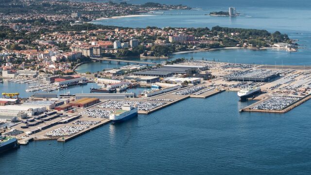 Imagen aérea del Puerto de Vigo. 