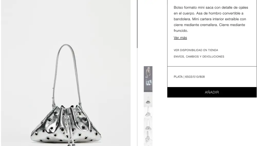 Bandolera metalizada Zara