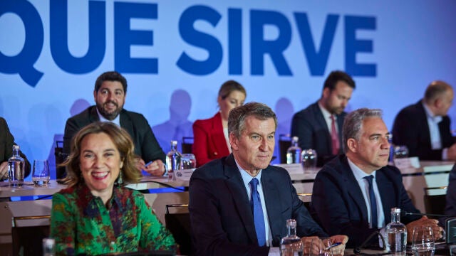 El líder del PP, Alberto Núñez Feijóo reúne a sus barones en Junta Directiva Nacional, este lunes, en Madrid ©