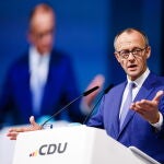 El líder de la CDU, Friedrich Merz, durante el congreso del partido en Berlín