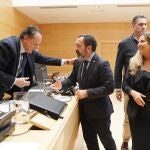 Amilivia saluda en las Cortes a los exprocuradores de Vox Javier Teira y Ana Isabel Hernando