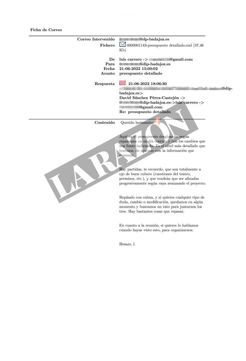 Correo incautado al hermano de Pedro Sánchez