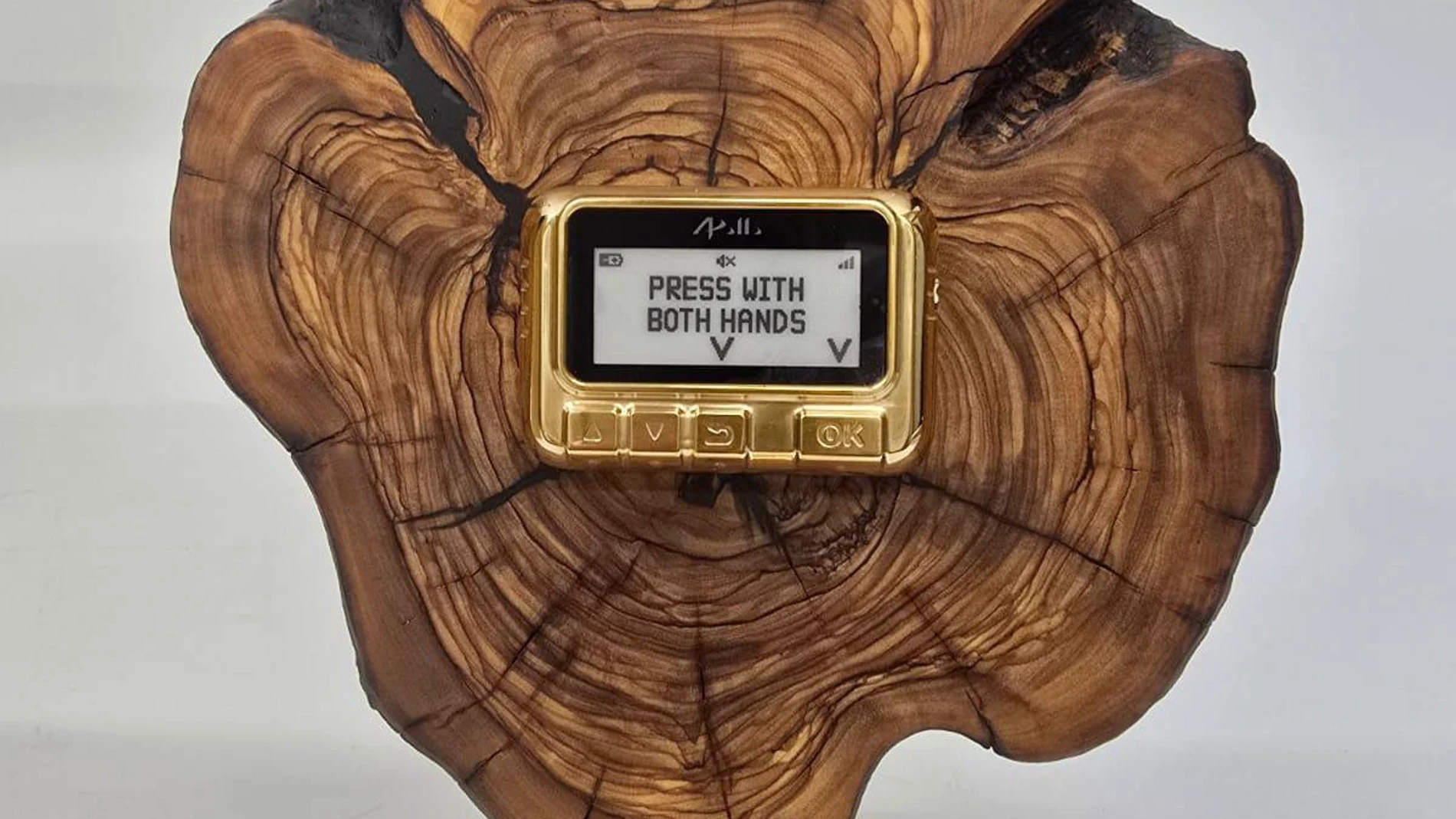 WASHINGTON (ESTADOS UNIDOS), 06/02/2025.- El primer ministro israelí, Benjamín Netanyahu, le regaló al presidente estadounidense, Donald Trump, un busca dorado como los que Israel hizo estallar en Líbano a mediados de septiembre, hiriendo a miles de milicianos del grupo chií Hizbulá, pero también a civiles, incluidos al menos dos menores que perdieron la vida. La oficina del mandatario israelí confirmó el regalo, adjuntando una fotografía del busca dorado, enmarcado en un tronco y con la insc...