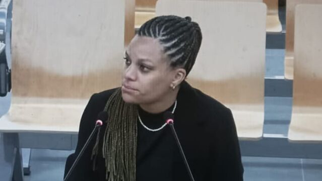 Ana Belén Ecube, amiga de Jenni Hermoso, durante su declaración como testigo en la Audiencia Nacional