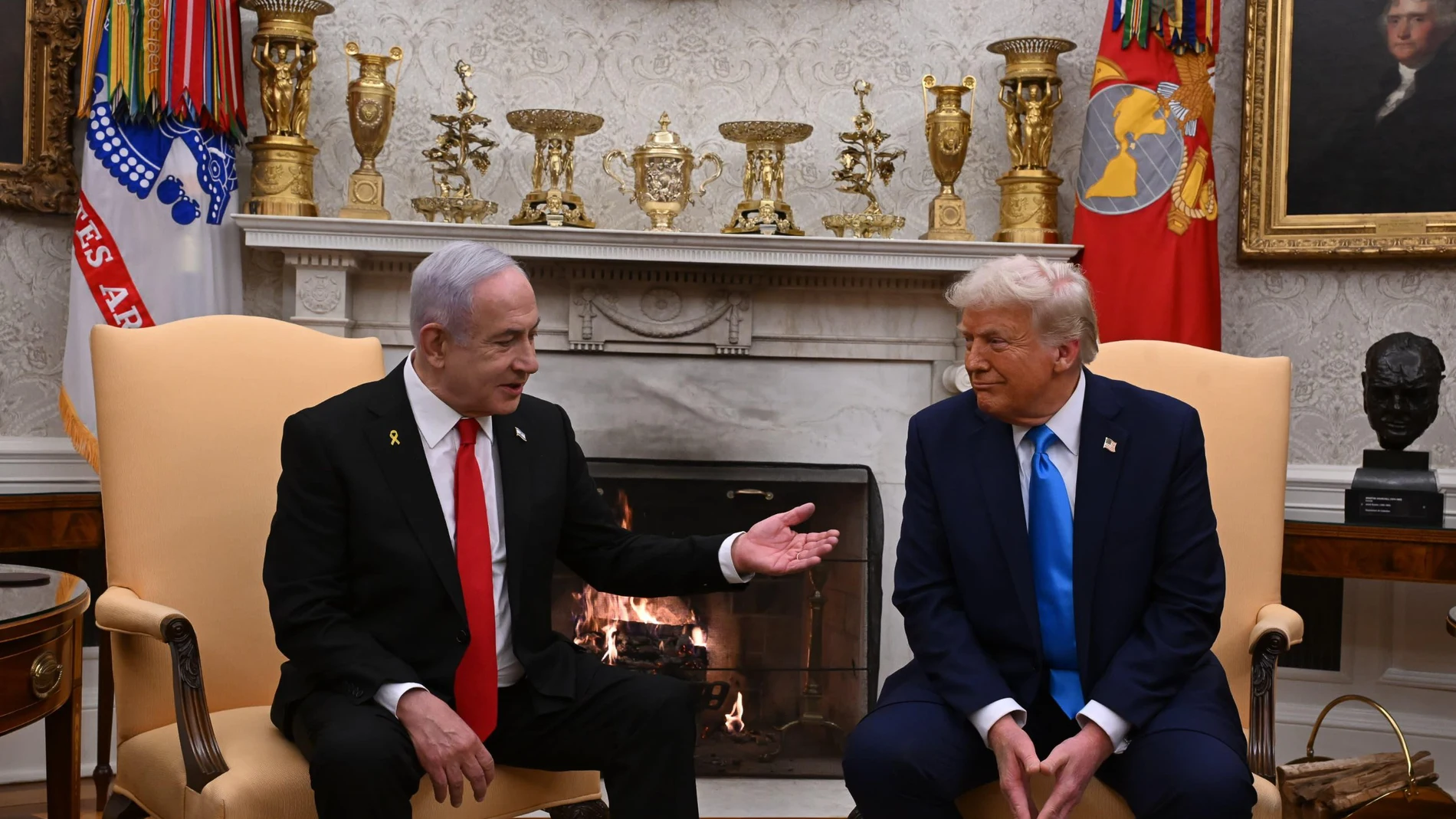 February 5, 2025, Washington, D.C, United States of America: U.S. President DONALD TRUMP hosts Israeli Prime Minister BENJAMIN NETANYAHU for an extensive five hour White House meeting. Europa Press/Contacto/Avi Ohayon/Israel Gpo 05/02/2025 ONLY FOR USE IN SPAIN