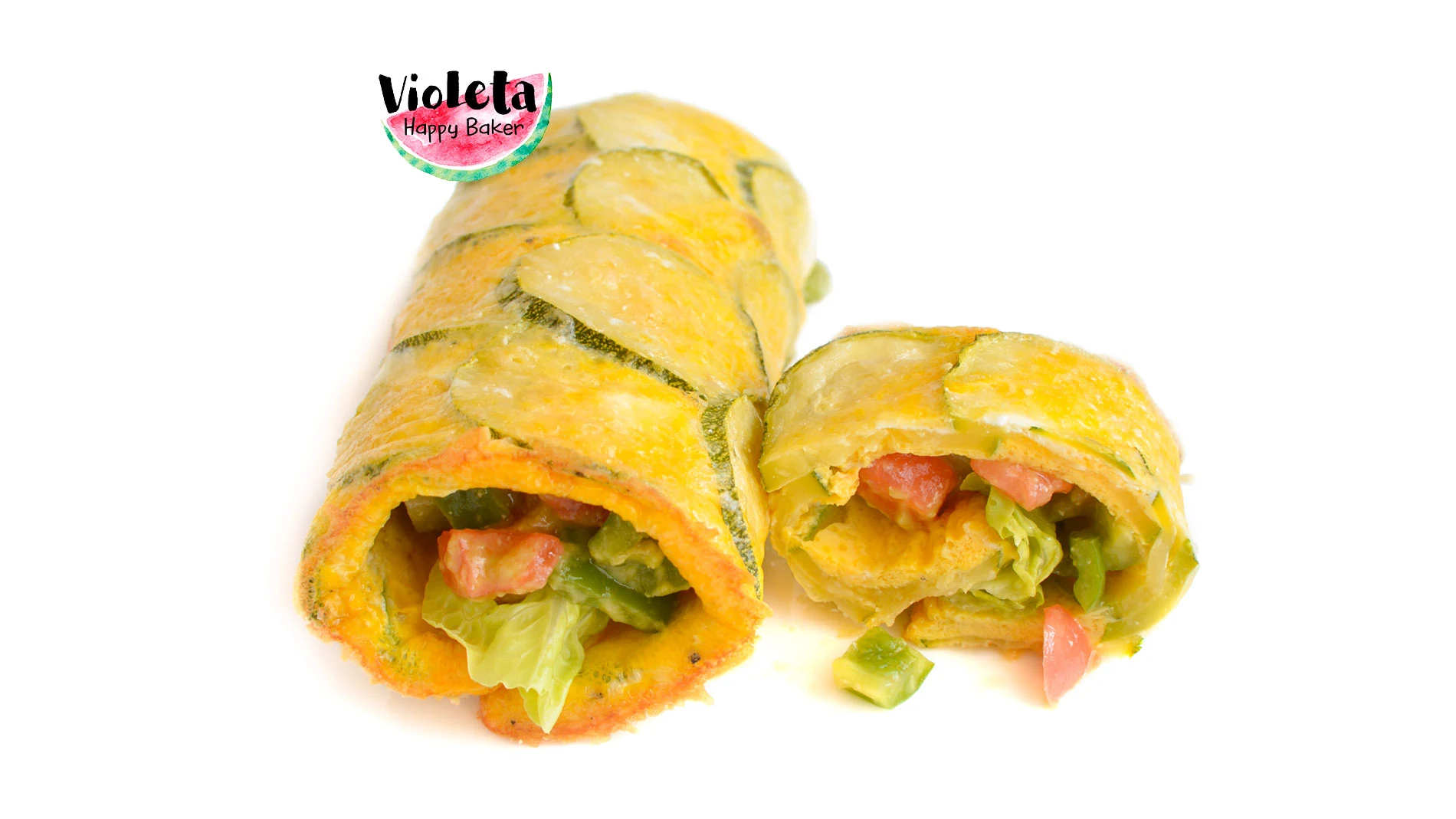 Rollito de calabacín relleno de lechuga y tomate
