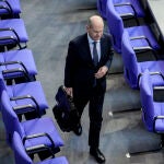 El canciller alemán, Olaf Scholz, en el Parlamento alemán (Bundestag)