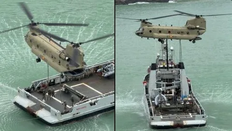 Imágenes del Mar Caribe y del helicóptero dando apoyo logístico al peñón de Vélez de la Gomera