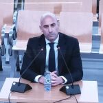 Luis Rubiales, durante su declaración en el juicio por su beso a Jenni Hermoso