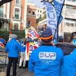 El sindicato unificado de policías se ha manifestado ante las puertas del Ministerio del Interior.