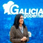 La secretaria general del PPdeG, hoy, en su comparecencia ante los medios. 