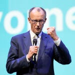 Mitin electoral del favorito a ser el futuro canciller, el conservador Friedrich Merz, en Oberhausen