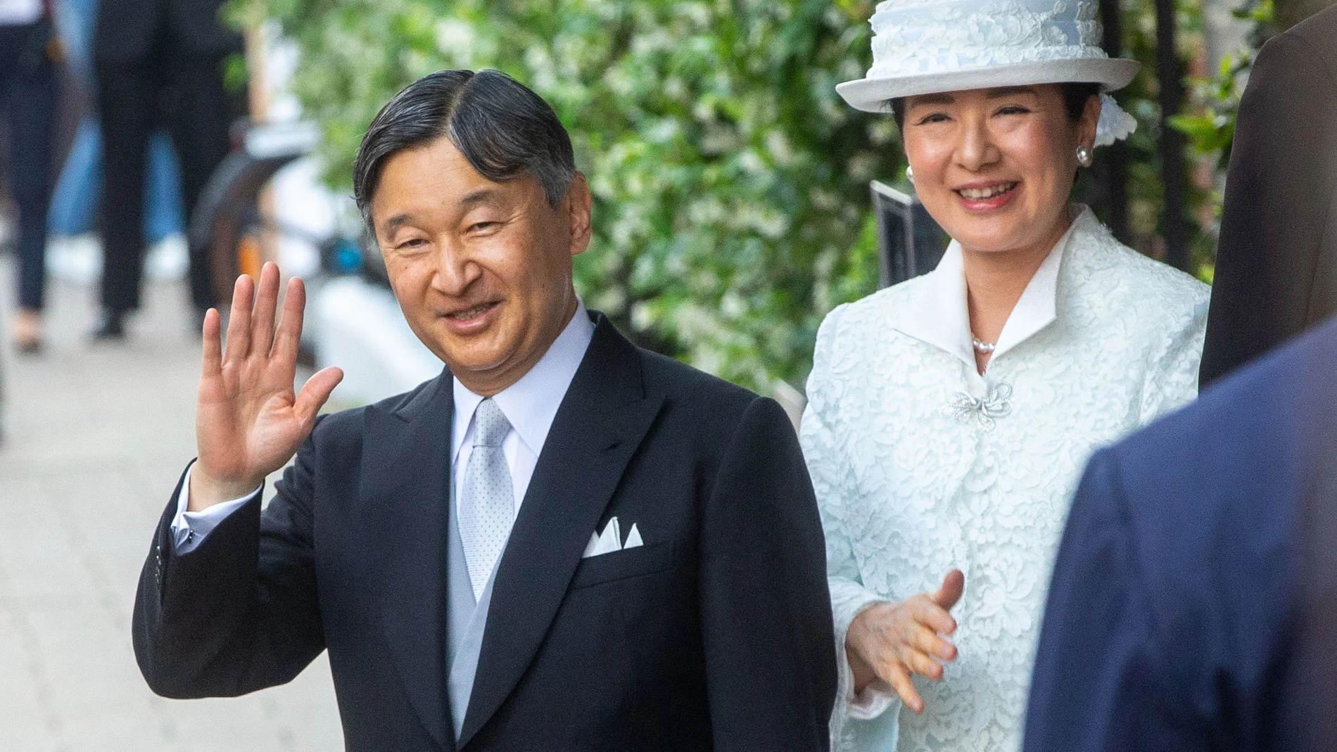 Emperor of Japan NARUHITO and. Empress MASAKO leave their hotel in central London