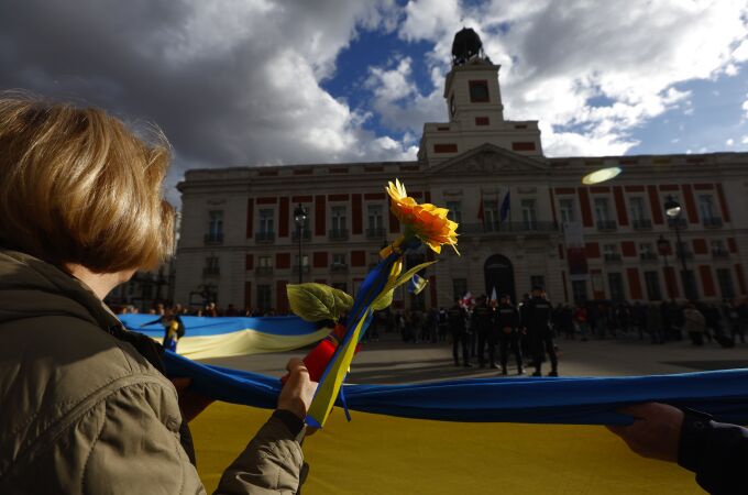 Manifestación en apoyo a Ucrania oor el 3 aniversario de la invasión rusa.