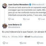 El polémico tuit de Ione Belarra, meses después de apartar a Juan Carlos Monedero de Podemos