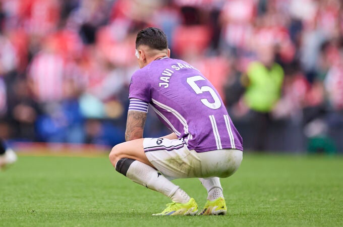 El capitán del Real Valladolid, Javi Sánchez, hoy en San Mamés