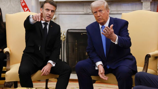 El presidente francés, Emmanuel Macron, visitó a Donald Trump en la Casa Blanca el 24 de febrero