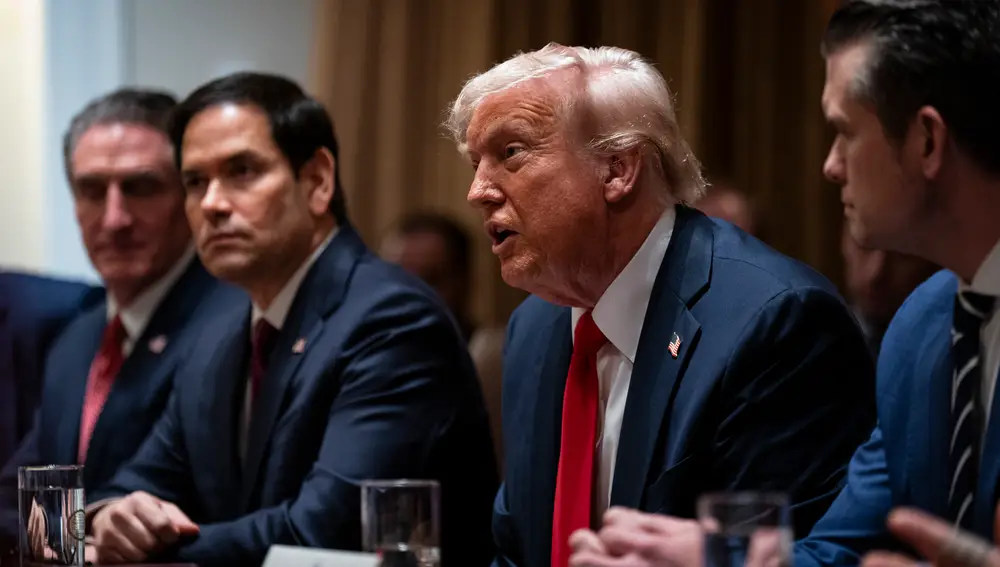 US President Donald Trump holds first cabinet meeting at the White House in Washington