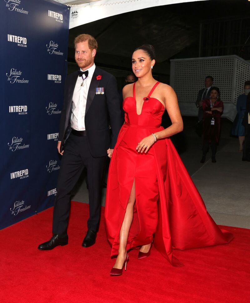 Prince Harry, Duke of Sussex and Meghan, Duchess of Sussex attend the 2021 Salute To Freedom Gala at Intrepid Sea-Air-Space Museum on November 10, 2021 in New York City.