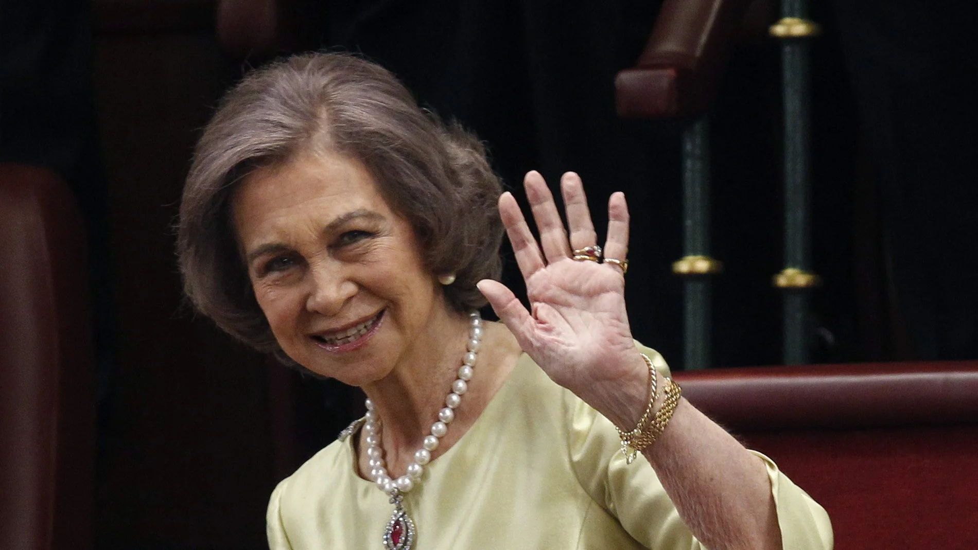 La reina Sofía durante la proclamación del Principe de Asturias Felipe de Borbon y Grecia como Rey de España, por las Cortes Generales