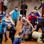 Caídas de varios mozos durante el encierro en la entrada a la plaza de Ciudad Rodrigo