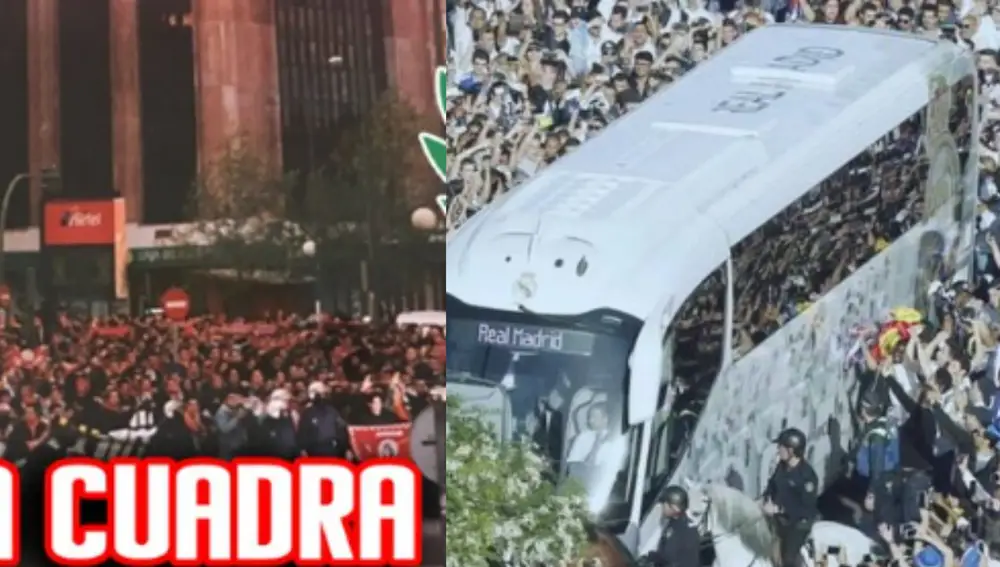 Así se organizan la hinchada del Real Madrid y Atlético para el "Euroderbi":recibimiento épico y tifo 360º