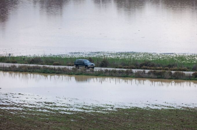 Campos de la pedanía anegados por el agua
