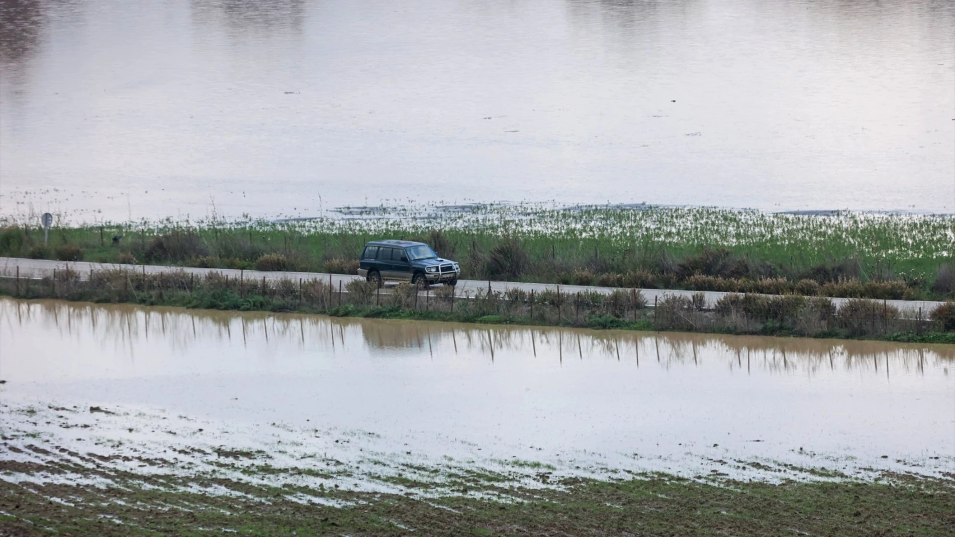 Campos de la pedanía anegados por el agua