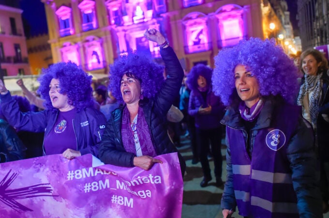 Mujeres malagueñas durante la manifestación del 8M