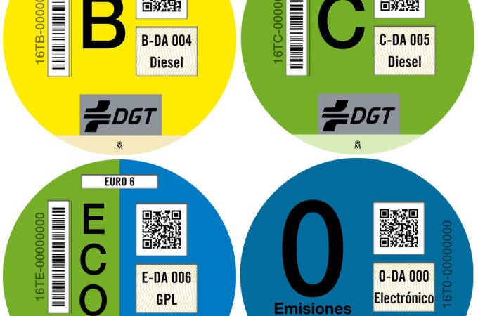 Distintivos medioambientales de la DGT