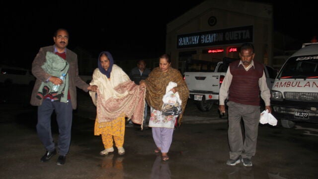 Rescued passengers reach Quetta after suspected militants hijacked a passenger train in Sibi
