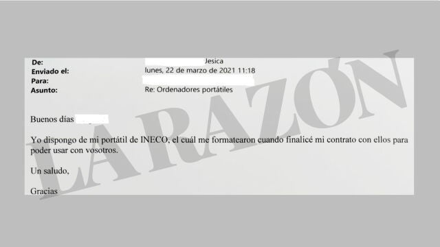 Correo de Jessica en Tragsatec