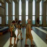 Visitantes en la entrada de la Galería de Colecciones Reales