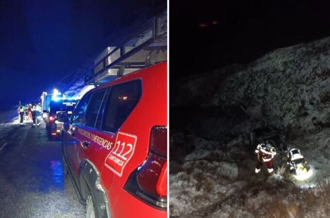 Bomberos del parque de Villacarriedo y técnicos de rescate del Gobierno de Cantabria acudieron al suceso ocurrido anoche 