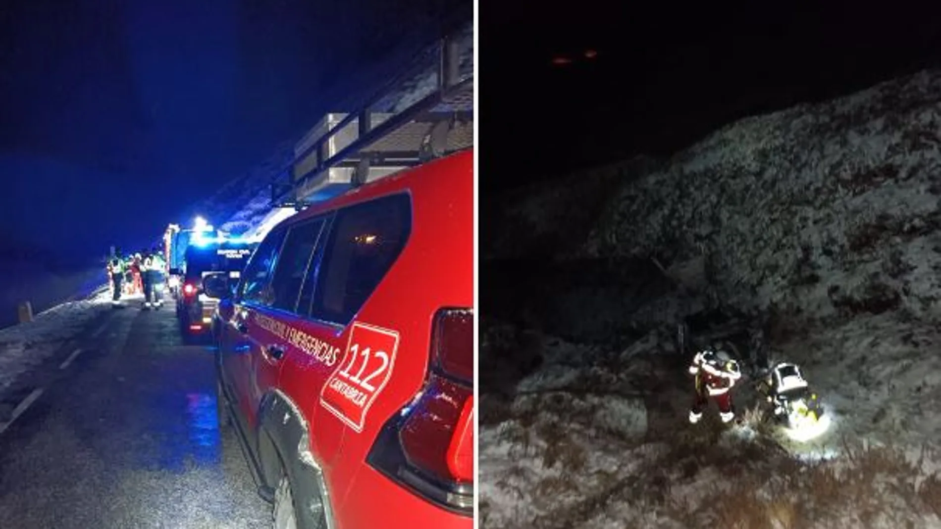 Bomberos del parque de Villacarriedo y técnicos de rescate del Gobierno de Cantabria acudieron al suceso ocurrido anoche