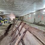 MADRID.-Avanzan las obras de la Línea 11 de Metro sobre los restos arqueológicos del Real Canal del Manzanares