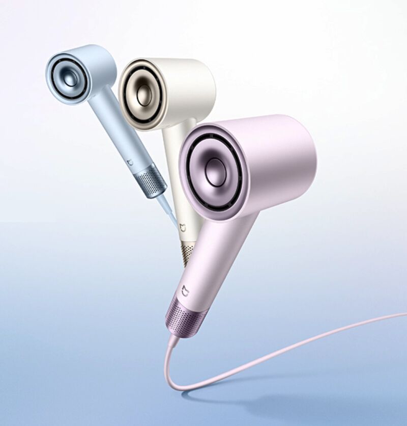 El nuevo Xiaomi Mijia High-Speed Water Ion Hair Dryer está disponible en color luna blanca, azul claro y púrpura