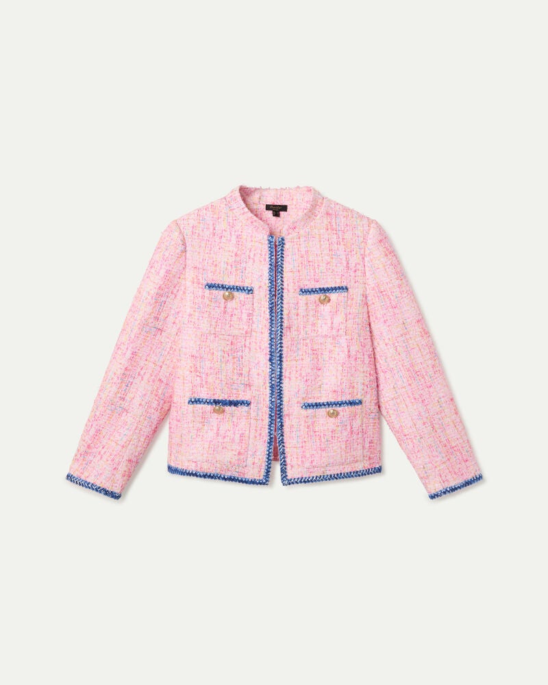 Chaqueta corta bolsillos de plastron rosa.