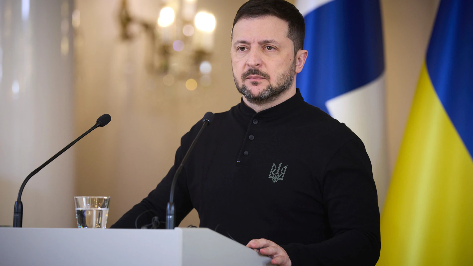 March 19, 2025, Helsinki, Finland: Ukrainian President Volodymyr Zelenskyy, listens to a question during a joint press conference hosted by Finnish President Alexander Stubb at the Presidential Palace, March 19, 2025 in Helsinki, Finland.Europa Press/Contacto/Pool /Ukrainian Presidentia19/03/2025 ONLY FOR USE IN SPAIN