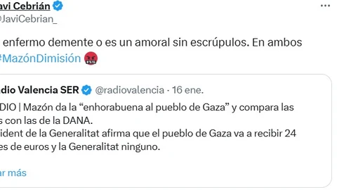 Tuit publicado en la cuenta de Javier Cebrián
