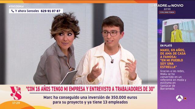 "Con 16 años tengo mi empresa y entrevisto a trabajadores de 30": el sorprendente testimonio de un joven español en 'Y ahora Sonsoles'