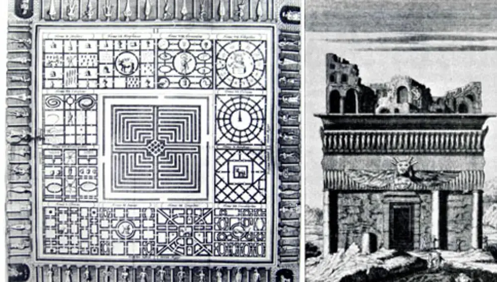 Una de las primeras reconstrucciones basada en los relatos de Heródoto realizada por Athanasius Kircher