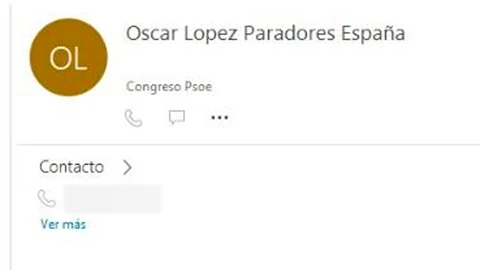 "Óscar Paradores", el contacto de Óscar López en el teléfono móvil de Koldo García
