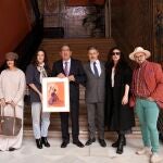 Antonio Pulido, en el centro, junto a 'La Tremendita', 'El Perrete' y Mercedes de Córdoba, en la presentación del ciclo 'Jueves Flamencos' de Cajasol.