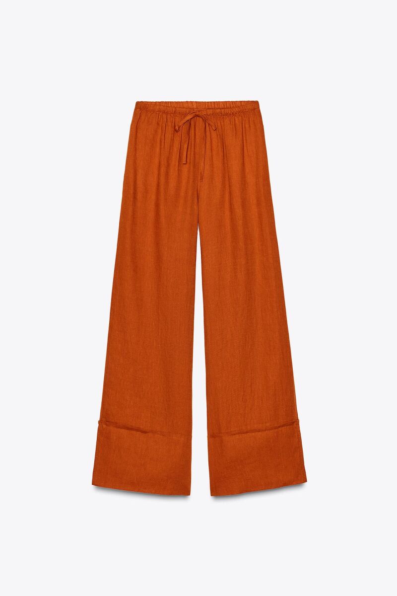 Pantalón palazzo lino 100% lino zw collection.