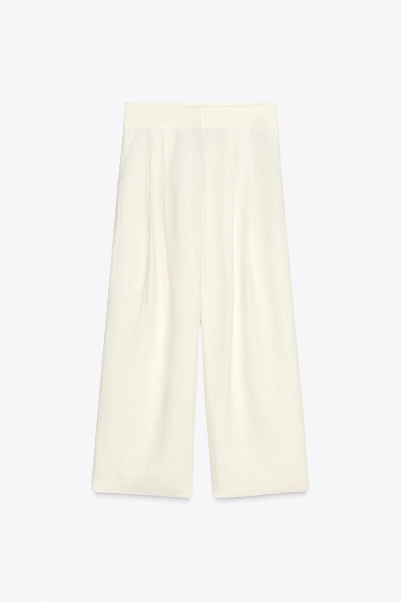 Pantalón pinzas lino 100% zw collection.