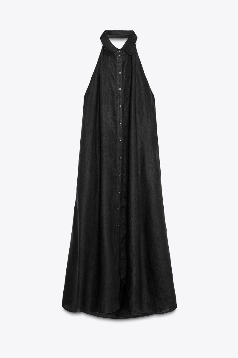 Vestido halter lino 100% zw collection.