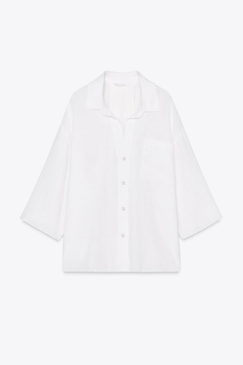 Camisa oversize lino 100% zw collection.