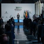 Presentación en el Palacio de San Telmo del plan “Andalucía en Marcha” el 14 de septiembre de 2020